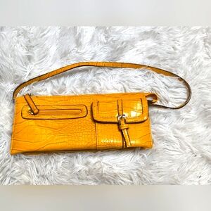 Yellow & Purple Crocodile-Embossed Women's Small Hand Bag
